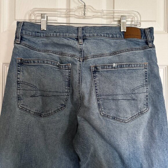 American Eagle AE Ex-Boyfriend High Rise Jeans Sz 10 Short Light Wash Strigid De - Picture 4 of 9